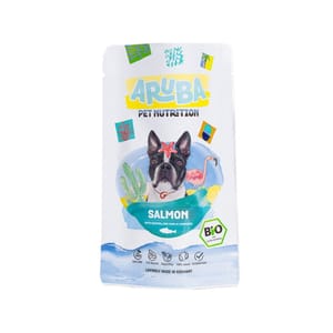 Aruba Aruba 狗濕糧 有機三文魚配藜麥.小白菜.黃薑 主食鮮食包 100g 100g 正面圖