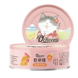 O'cheers O'cheers 歡樂城市 營養滴精無膠主食貓罐頭 放養雞 x 石斑魚精 80g 80g 正面圖