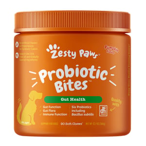 Zesty Zesty Paws 益生菌咀嚼軟粒 南瓜味 PROBIOTIC BITES PUMPKIN 90CT JAR   正面圖