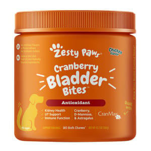 Zesty Zesty Paws 蔓越莓咀嚼軟粒 CRANBERRY BITES CHICKEN 90CT JAR 正面圖