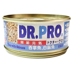 Dr. Dr. PRO 貓罐頭 關節配方系列 吞拿魚．白飯魚味 80g 80g  正面圖