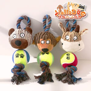 HelloDOG HelloDOG 玩具嚴選 狗狗嗶嗶聲拉扯玩具 網球公仔 1件   正面圖