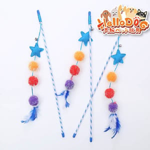 HelloDOG HelloDOG 玩具嚴選 金蔥球星星逗貓棒 1件 正面圖