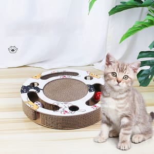 HelloDOG HelloDOG 玩具嚴選 磨爪器逗貓玩具 掏球型瓦楞紙貓抓板   正面圖