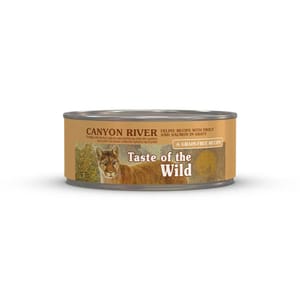 Taste Taste of the Wild 主食貓罐頭 無穀物汁煮肉粒 鱒魚+煙燻三文魚 3oz 3oz 正面圖