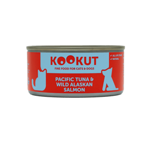 KOOKUT KOOKUT 貓狗罐頭 100% 天然 太平洋吞拿魚及阿拉斯加三文魚 150g 150g  正面圖