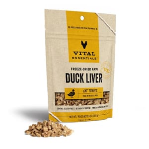 VITAL VITAL ESSENTIALS 凍乾貓零食 鴨肝粒 0.9oz 9oz  正面圖