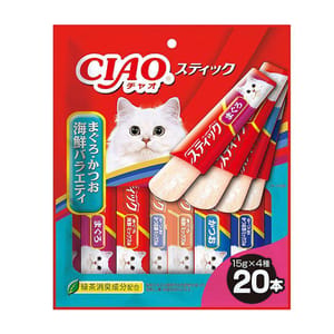 CIAO CIAO 貓零食 日本啫喱果凍棒 三文魚鰹魚混合海鮮味 15g 20條裝 15g 正面圖