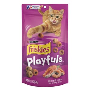 Friskies喜躍 Friskies喜躍 Playfuls 貓零食 貓脆餅 三文魚+蝦 2.1oz 1oz 正面圖