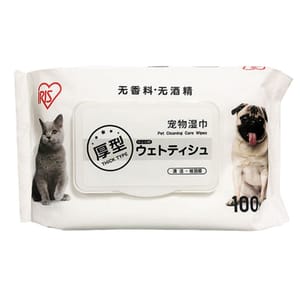 IRIS IRIS 貓狗寵物濕紙巾 日常護理 除蟎除耳垢去淚痕 100片   正面圖
