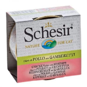 Schesir Schesir 湯煮貓罐頭 雞肉及蝦肉 70g 70g  正面圖