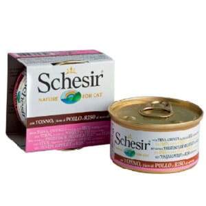 Schesir Schesir 水煮貓罐頭 吞拿魚及雞肉飯 85g 85g 正面圖