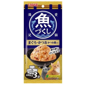 CIAO CIAO 袋裝貓濕糧 日本 INABA 魚盛 吞拿魚+鰹魚+木魚 60g×3袋 60g  正面圖