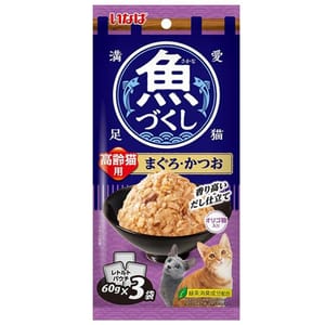 CIAO CIAO 袋裝貓濕糧 日本 INABA 魚盛 高齡貓 吞拿魚+鰹魚 60g×3袋 60g  正面圖