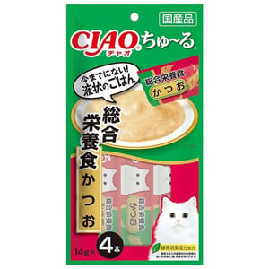 CIAO CIAO 貓零食 綜合營養食 鰹魚醬 14g×4 14g  正面圖