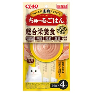 CIAO CIAO 貓零食 綜合營養主食 雞肉 北海道扇貝 14g×4 14g  正面圖