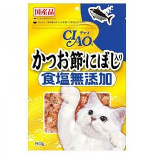 CIAO CIAO 貓零食 食鹽無添加 木魚片+小魚乾 50g 50g 正面圖