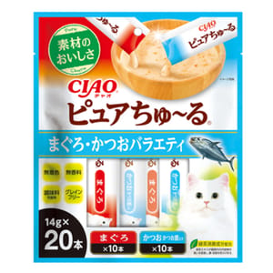 CIAO CIAO 貓零食 Pure超奴醬 吞拿魚+鰹魚Party 14g×20 14g 正面圖