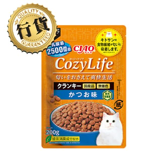 CIAO CIAO 爽快生活乳酸菌+甲殼素貓糧 木魚味 200g 200g  正面圖