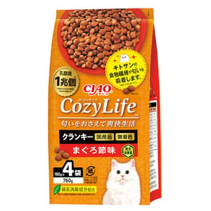 CIAO CIAO 爽快生活乳酸菌+甲殼素貓糧 吞拿魚乾味 190g×4 190g  正面圖