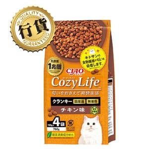 CIAO CIAO 爽快生活乳酸菌+甲殼素貓糧 雞肉味 190g×4 190g  正面圖