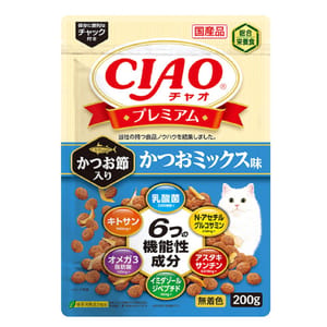 CIAO CIAO 貓糧 頂級乾糧 木魚+鰹魚味 200g 200g  正面圖