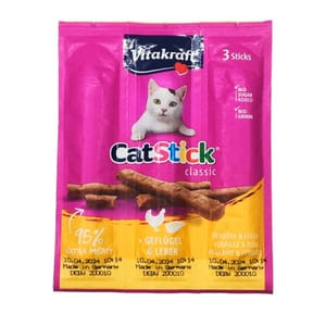 Vitakraft Vitakraft 貓零食 肉條 雞肉+肝條 6g*3條 6g  正面圖