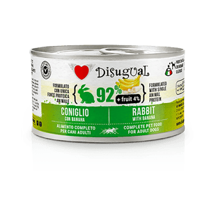 Disugual Disugual 意極鮮 狗罐頭 狗主食罐 92%鮮肉 無穀物兔肉及香蕉 150g  | 意大利製造 150g  正面圖