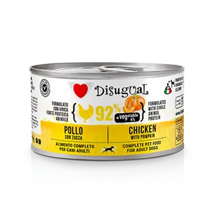Disugual Disugual 意極鮮 狗罐頭 狗主食罐 92%鮮肉 無穀物雞肉及南瓜 150g | 意大利製造 150g 正面圖