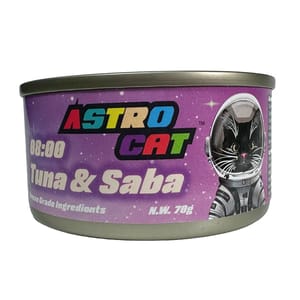 ASTRO ASTRO CAT 貓罐頭 無穀物肉絲湯罐 沙巴魚+吞拿魚 70g 70g 正面圖