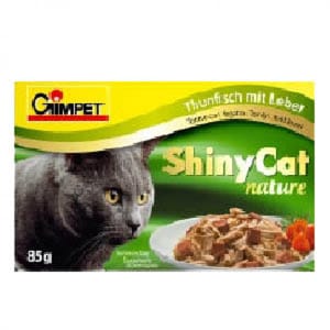 Gim Gim Cat 貓罐頭 ShinyCat Nature 天然優質水煮罐 吞拿魚及迷你鳳尾魚 85g 85g  正面圖