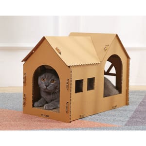 HelloDOG HelloDOG 玩具嚴選 瓦楞紙貓抓板 貓別墅貓屋   正面圖