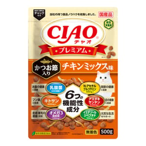CIAO CIAO 貓糧 健康功能系列 鰹魚片及雞肉混合味 500g 500g 正面圖
