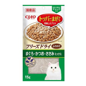 CIAO CIAO 貓零食 凍乾肉鬆 吞拿魚鰹魚雞肉混合 15g 15g 正面圖