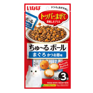 CIAO CIAO 貓零食 軟心粒粒 鰹魚片味 10g×3袋 10g  正面圖