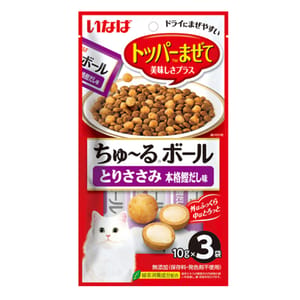 CIAO CIAO 貓零食 軟心粒粒 正宗鰹魚湯味 10g×3袋 10g  正面圖