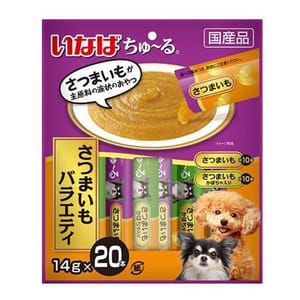CIAO CIAO 狗肉泥 腸道健康配方 紫薯及蕃薯肉醬 14g×20本 14g  正面圖