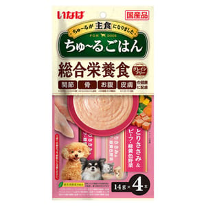 CIAO CIAO 狗肉泥 主食肉醬系列 雞肉及野菜及牛肉味 14g×4本 14g 正面圖