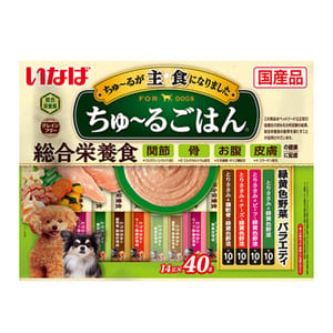 CIAO CIAO 狗肉泥 主食肉醬系列 雞肉及野菜及牛肉及芝士及雞軟骨味 14g×40本 14g  正面圖