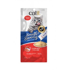 Catit Catit Smooth & Savoury 肉泥條 三文魚+吞拿魚+蟹 60g 60g 正面圖