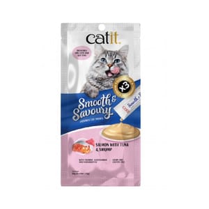 Catit Catit Smooth & Savoury 肉泥條 三文魚+吞拿魚+蝦 60g 60g  正面圖