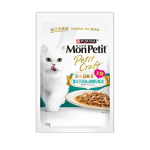 MonPetit MonPetit 貓濕糧 匠心品味餐 醬汁吞拿魚伴蟹柳及紫菜 40g 40g  正面圖