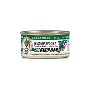 貓犬王 貓犬王 貓罐頭 三文魚雞肉肉絲湯主食罐 80g 80g  正面圖