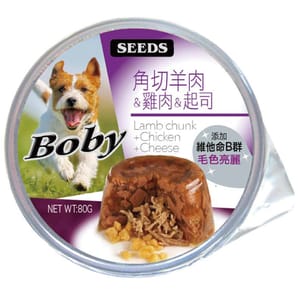 SEEDS SEEDS 狗餐盒 ⾓切羊⾁+雞⾁+芝⼠ 80g 80g 正面圖
