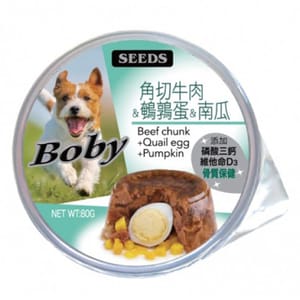 SEEDS SEEDS 狗餐盒 ⾓切⽜⾁+鵪鶉蛋+南瓜 80g 80g 正面圖