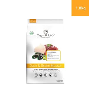Orga Orga & Leaf 狗糧 農場鴨 + ⻘⼝成⽝配⽅ 1.8kg 8kg  正面圖