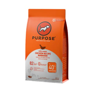 PURPOSE PURPOSE 狗糧 無穀物 雞肉 + 白魚 全犬後生元配方 20lb 20lb 正面圖