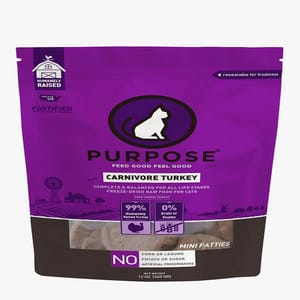 PURPOSE PURPOSE 貓糧 凍乾脫水生肉肉餅 單一蛋白 火雞肉 12oz 12oz 正面圖