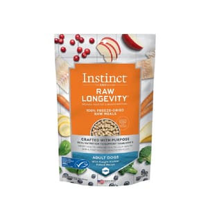 Instinct Instinct 狗糧 凍乾生肉主食糧 長壽系列 成犬 狹鱈魚 9.5oz 5oz 正面圖
