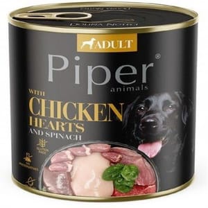 Piper Piper 黑鑽狗罐頭系列 成犬配方 雞心+菠菜 400g 400g 正面圖